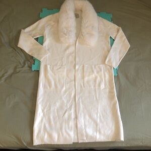 Sioni Cream Teddy Jacket with Faux Fur Collar